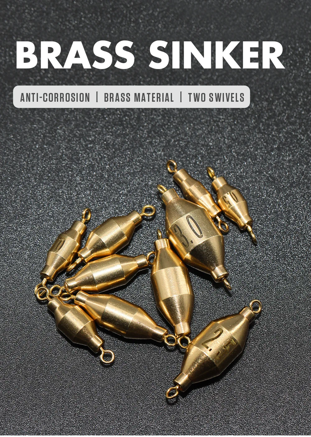 Pro Beros Messing Angel gewichte Troll ing Sinker Schwenk verbinder Zubehör 1,6 g-11g Anti-Corrision Kupfer Gewicht Down Sinker – Detail 1