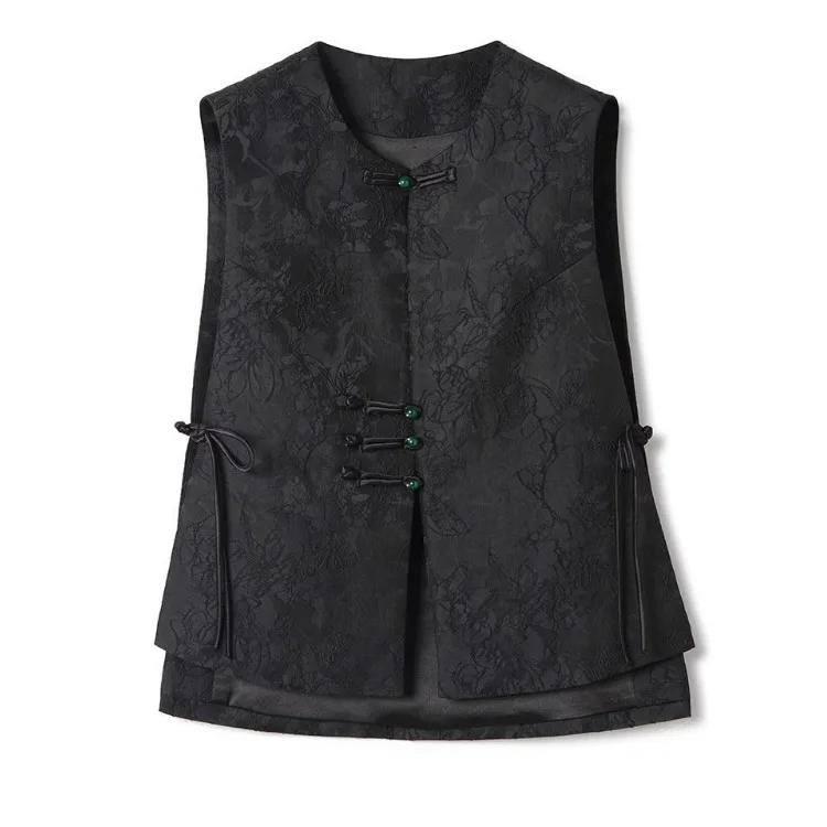 Ele chinês sle colete feminino superior camadas floral bordado outono roupa casual commute sazonal faion tendência