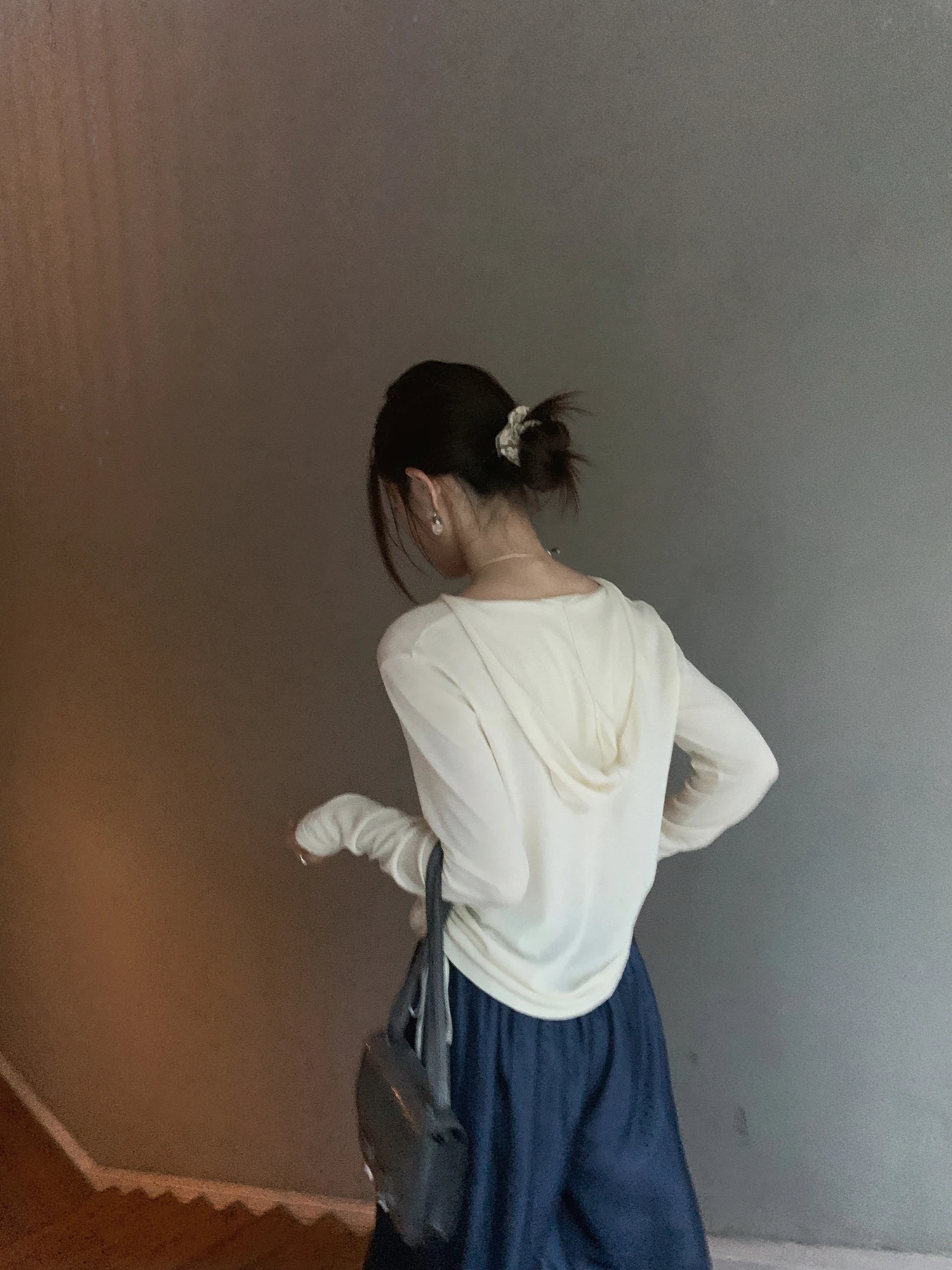 

Silk Lyocell Cotton Hooded Long Sve Knitted irt Simple Sle CommuteASM ANNA Soft Comfortable Women's Faion Daily Wear