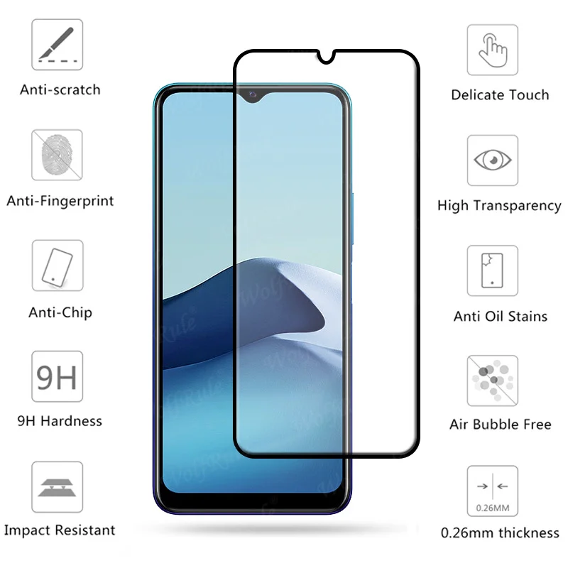 6-in-1 For Vivo Y20 Glass For Vivo Y20 S G Tempered Glass Full Glue Screen Protector For Vivo Y21S Y33S Y53S Y20S Y20 Lens Glass