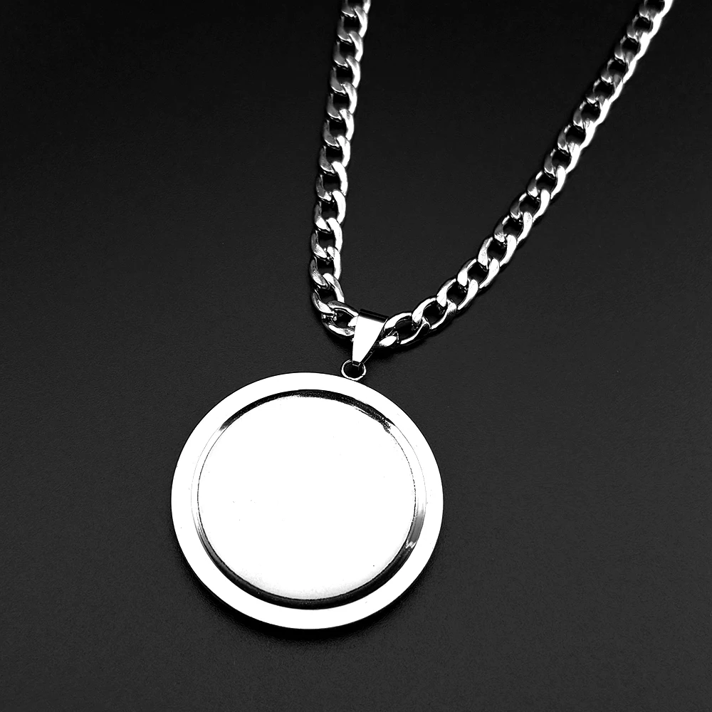 Hebrew Star of David Round Medal Pendant Necklace for Women Men Stainless Steel Gold Color Hexagram Jewish Prayer Chain Jewelry