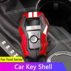 QHCP Car Key Case Cover ABS Car Key Shell Holder Key Bag 3 Buttons 4 Buttons Key Bag For Ford Series Mustang F150 Raptor Bronco