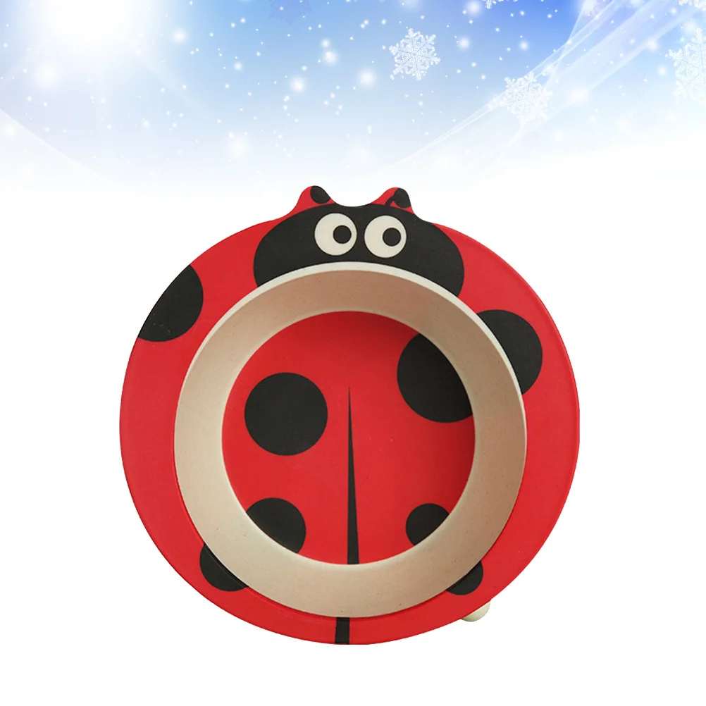 

Toddler Bowl Red Cartoon Ladybug Shape Bamboo Fiber Feeding Plate for Babies Scratch Resistant Ideal for Cereal