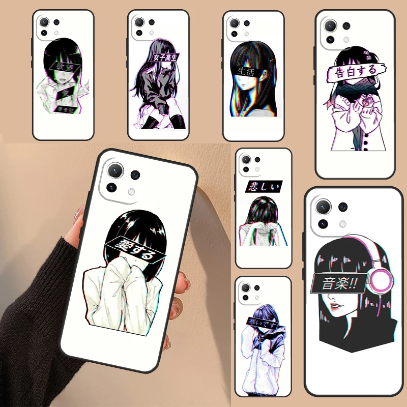 Sad Japanese Aesthetic Art For Xiaomi 13 Ultra 11T 12T Pro 12 Lite 12X Case For POCO X5 X3 F5 Pro M6 M5s F4 X4 GT F3