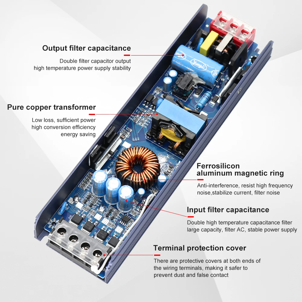 Imagem -04 - Fonte de Alimentação Led Regulável 24v 200w 300w para Cct Cor Única Luz de Tira Led Bluetooth Controle por Aplicativo Transformador de Led 220v a 24v