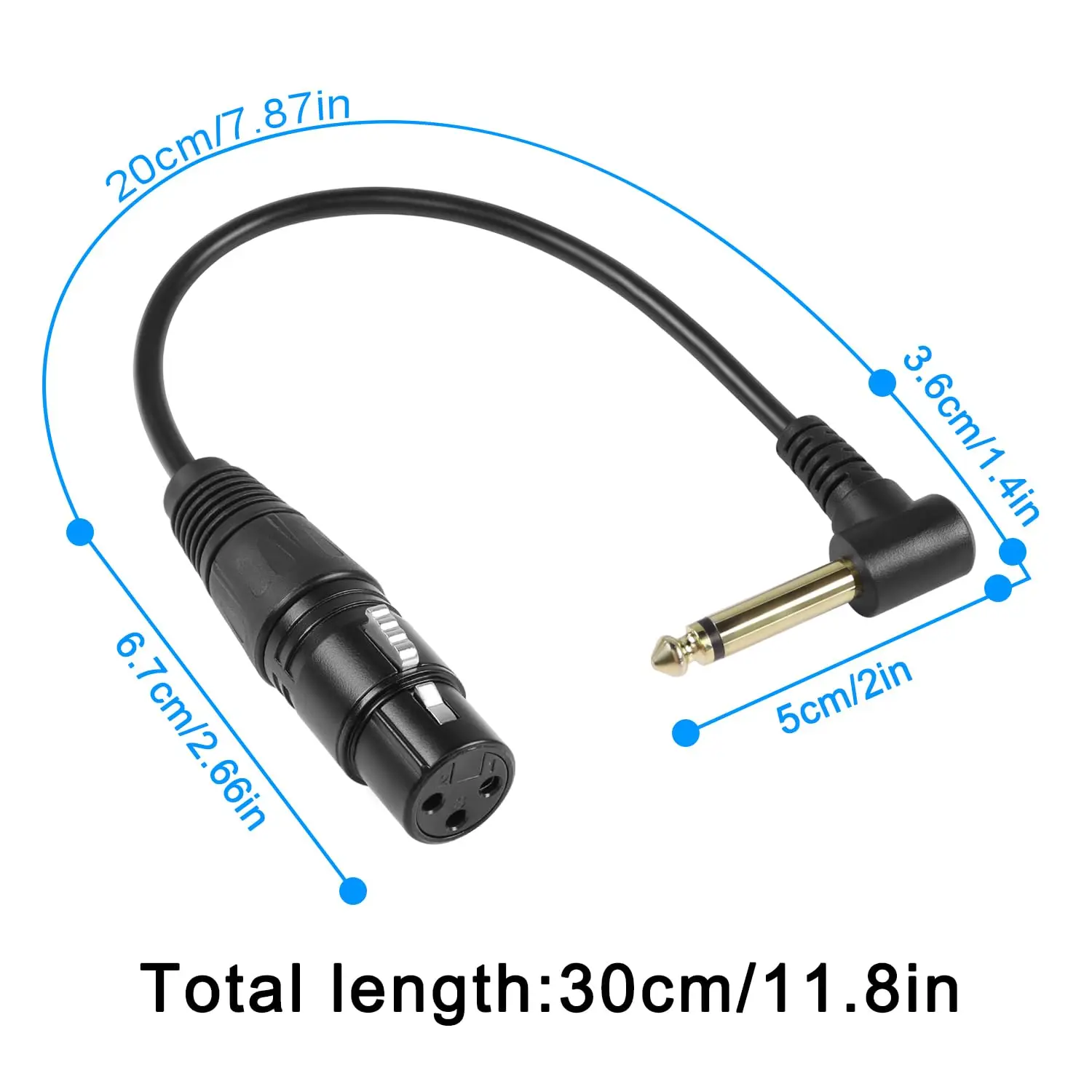 1pc XLR 3 핀 암-직각 6.35mm 1/4 \