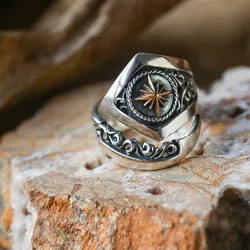 Indian style sun god silver ring trend 925 thai silver neutral style ring