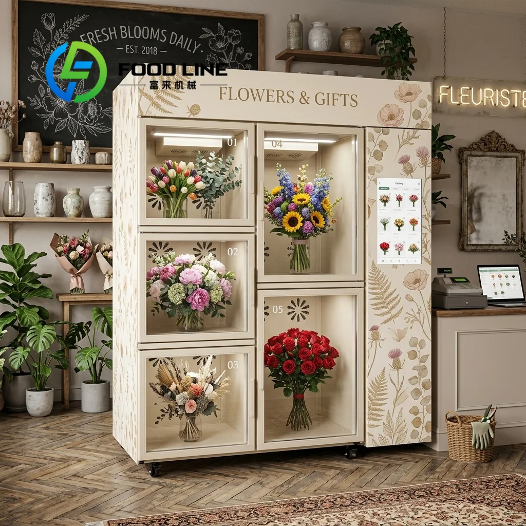 Flower Vending Cabinet Adjustable Cold Storage Temperature Self‑Service Cut Flower Retail For Wedding Hall Shopping Center