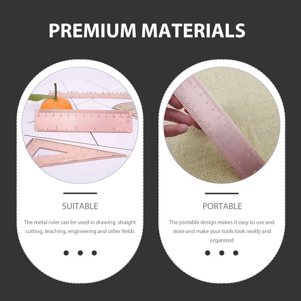 구리 금속 자 저항성 실용적인 그리기 교육 공학 가정용 휴대용 학생 액세서리