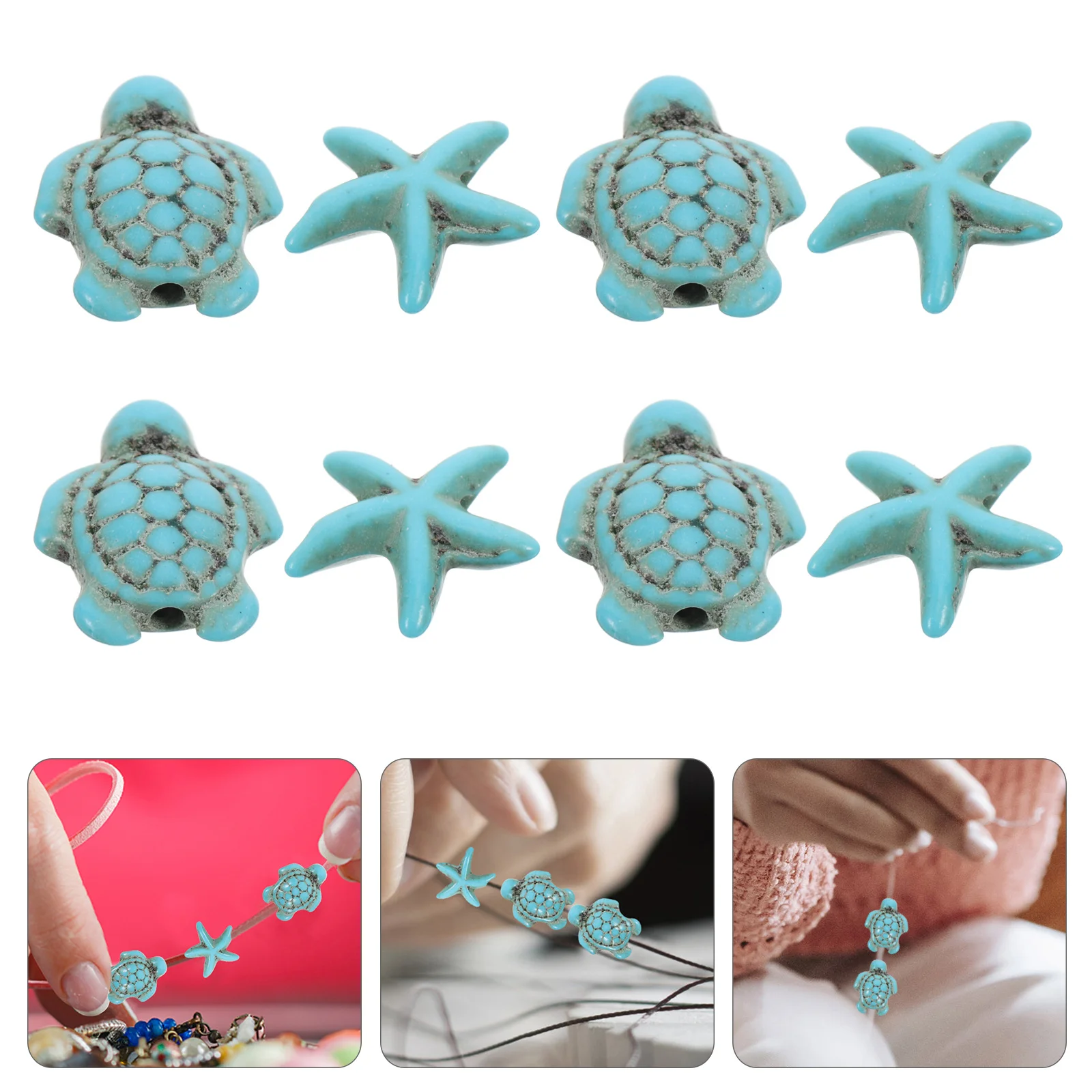 

40 шт., бусины в виде черепахи, резные свободные подвески в виде океанских животных для самостоятельного изготовления ювелирных изделий, браслеты, ожерелья, серьги