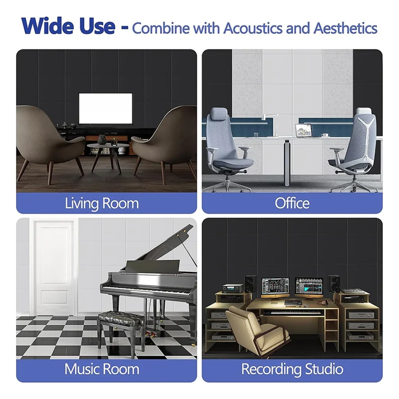 ألواح صوتية ذاتية اللصق M87K، 18 قطعة، بطانة مقاومة للصوت مقاس 12 × 12 × 0.4 بوصة، لوحة ممتصة للصوت لمنزل KTV، أبيض #1