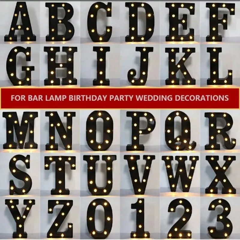 

1 шт., 22 см, светодиодный светильник с буквами, светящийся ночник с буквами и цифрами, подходит для домашнего бара, украшения для свадьбы, дня рождения