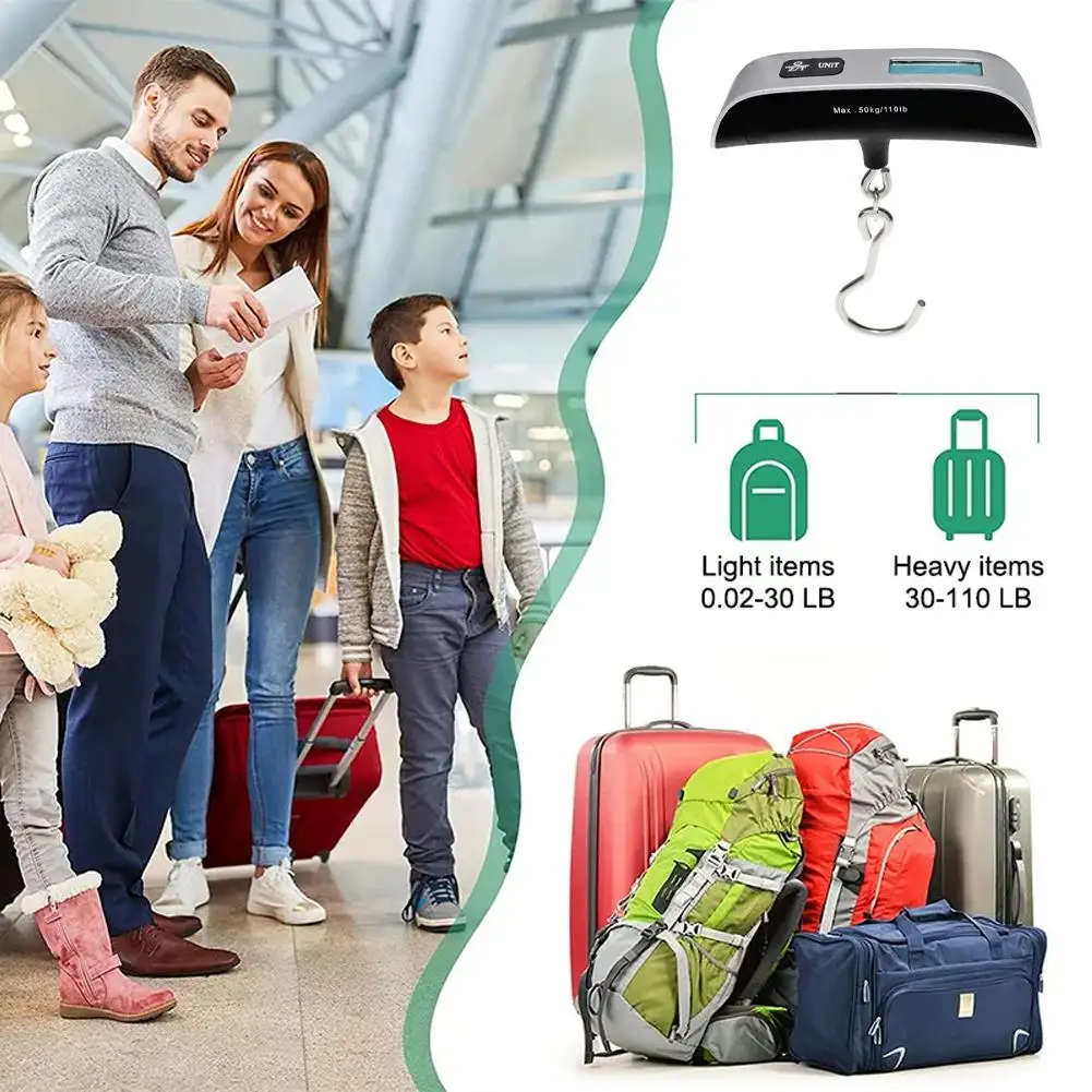 Portable LCD Digital Hanging Luggage 50kg/10g Backlit Scales For Travel Luggage Suitcase Handheld Electronic Weight Tool N3B8