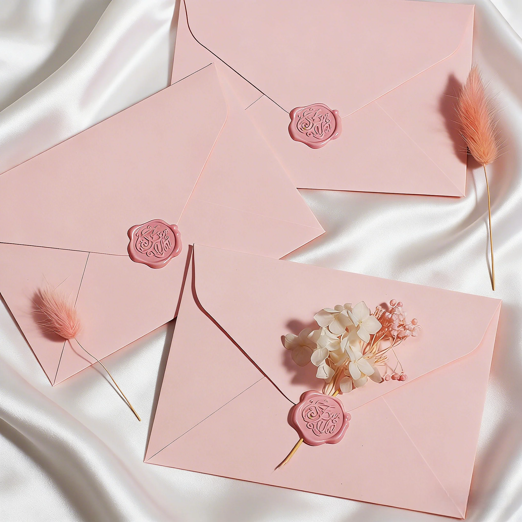 

Набор эстетичных розовых конвертов и бумаги для писем: свежие романтические любовные письма, восковые печати для свадеб, выпускных, приглашений на день рождения