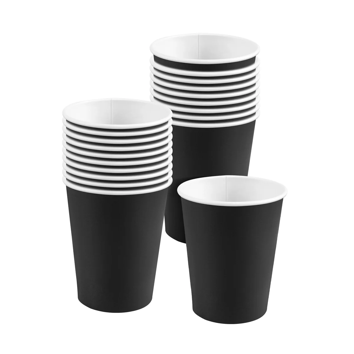 

20 Paper Cups (9oz) - Plain Solid Colours Birthday Tableware Catering(black)