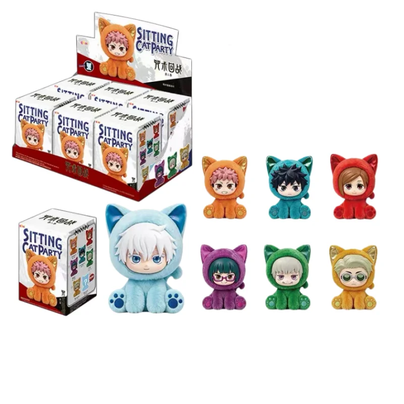 Original EAKI Jujutsu Kaisen Sitzende Katzen Party Blind Boxes Gojo Itadori Anime Mini Katzenfiguren Hochwertige Sammlerstücke Spielzeug Geschenke