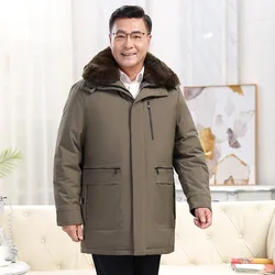 New Dad Down Jacke, Medium O Long, Warm Winer Clohing For Men, Middle-Aged And Elderly, Deachable Inner Liner, Hooded