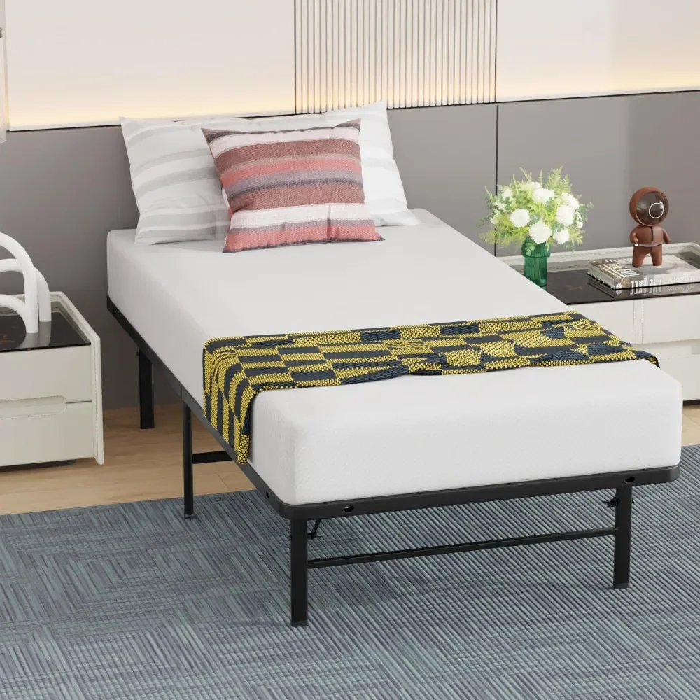 Frame Metal Platform Bed Frame  Mattress Foundation Box Spring Replacement Heavy Duty Steel Slat Easy