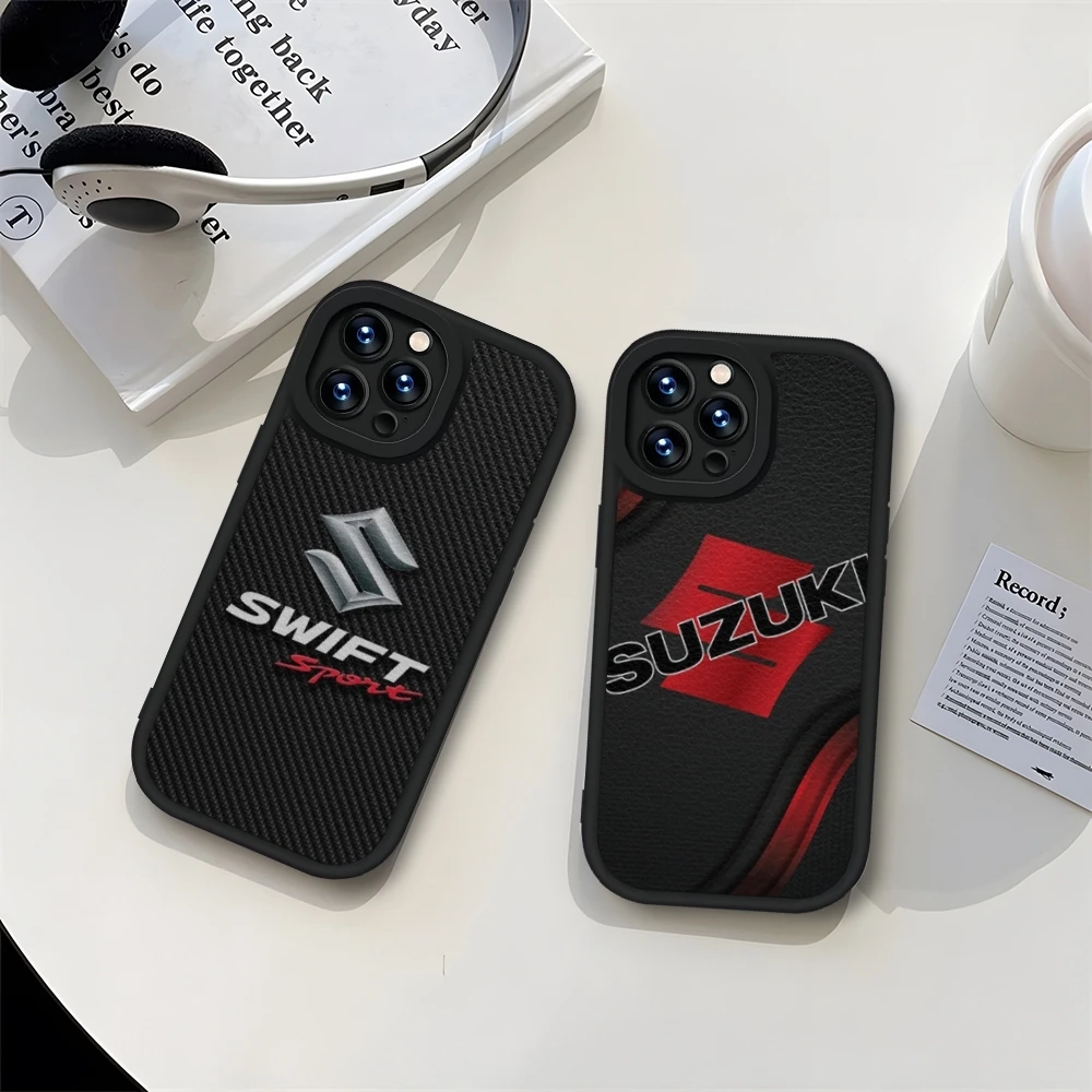 S-Suzukis Racing Phone Case Black For IPhone 11 14 13 12 Pro Max Mini Xs X Xr 7 8 Plus SE2020 Leather Silicone Soft Coque