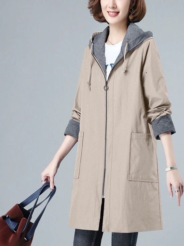 Loose Longline Jaet Korean Sle High Waist Polyester Fiber Autumn Spring plus Size Women's Outerwear Slimming Mom Coat