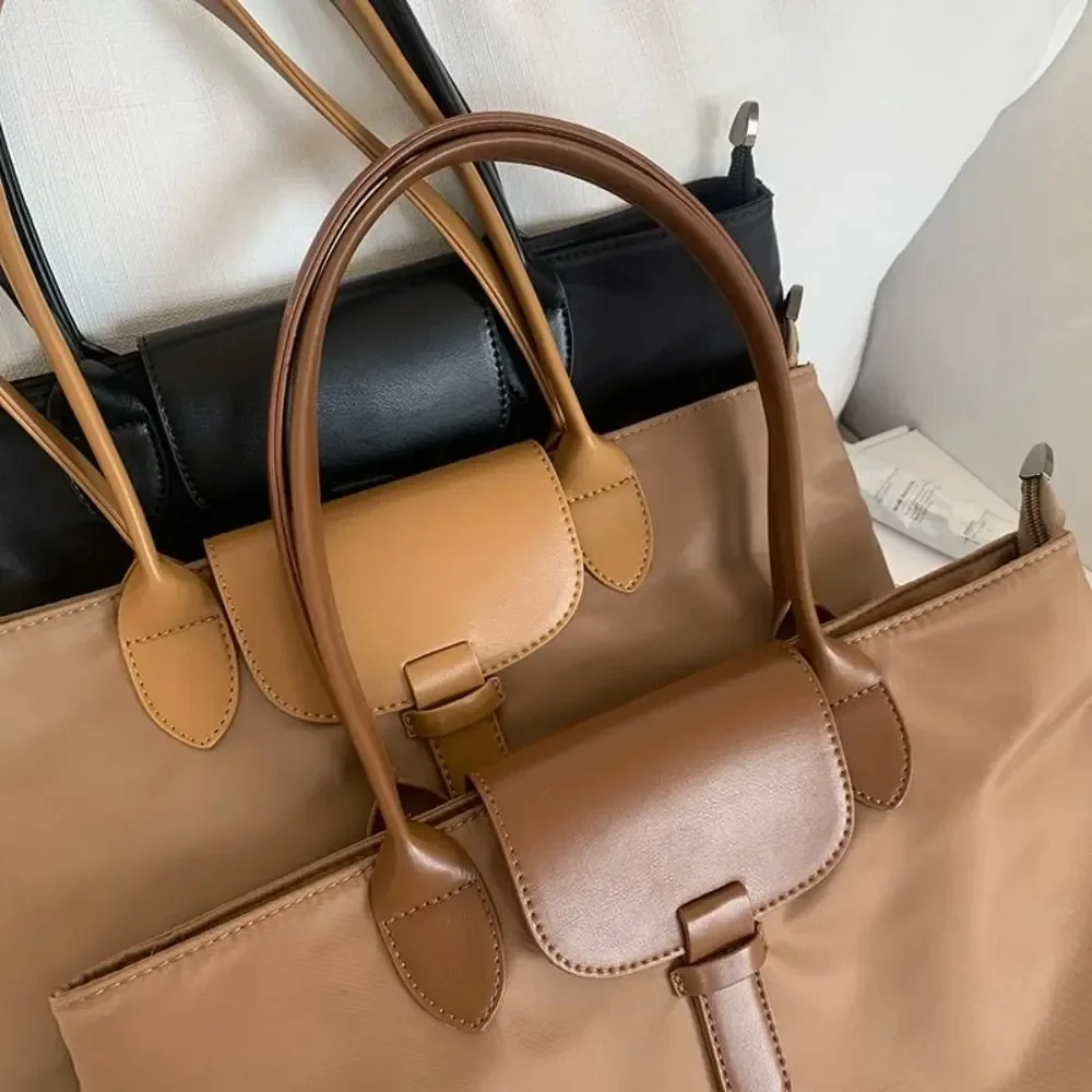 Student Casual Nylon Tote Bag Korean Style Lightweight Shoulder Bag with Zipper Large Capacity Office Worker Handbag - view 5