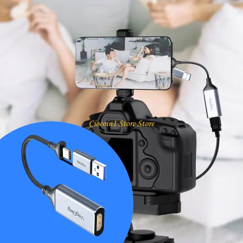 

Карта видеозахвата HDTV из алюминиевого сплава A3PC с разъемами USB A и C для записи игр и компьютеров