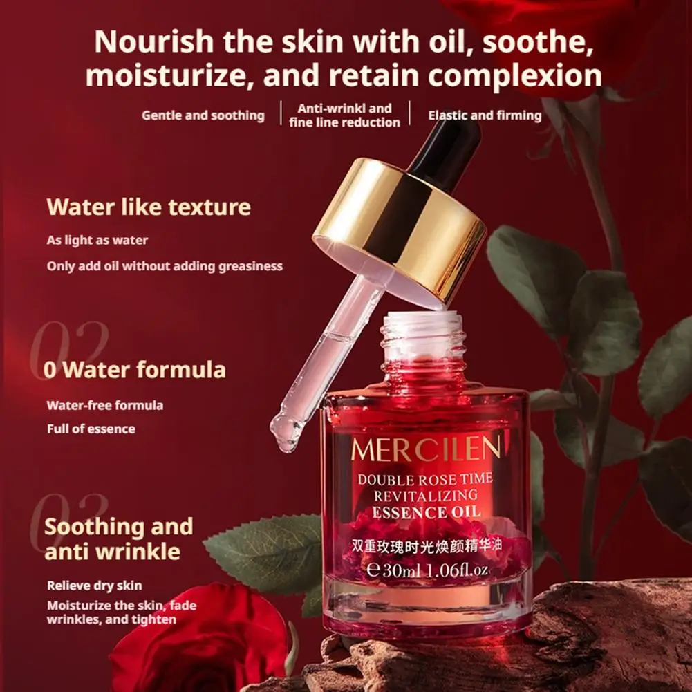 30ml Rose Essence Oil Facial Care Tightening Moisturizing Brightening Face Serum Skin Care Product Anti-Aging Firming Face Serum