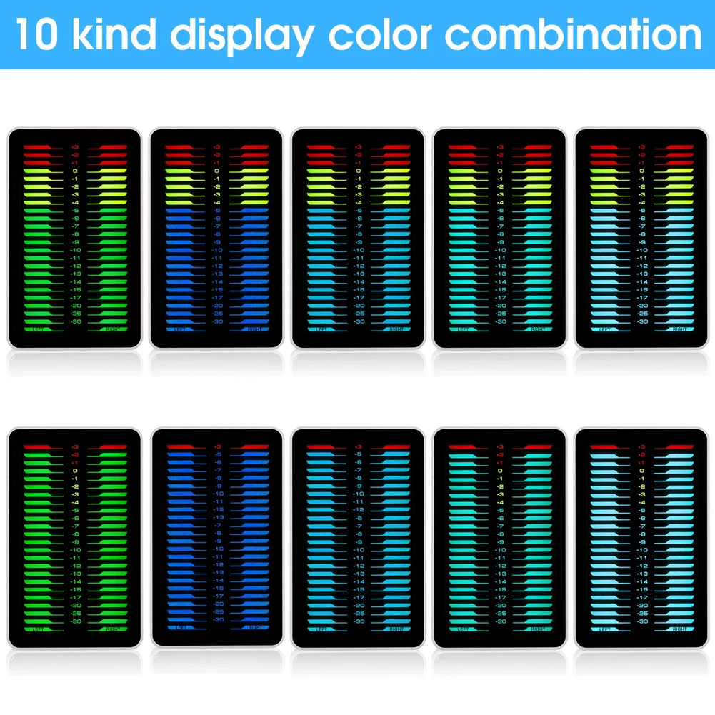 

Compact Dual Channel LED Sound Level Meter for Home and Car Stereo Audio with 24 Level RGB Display AGC and 3 5 mm Line Input