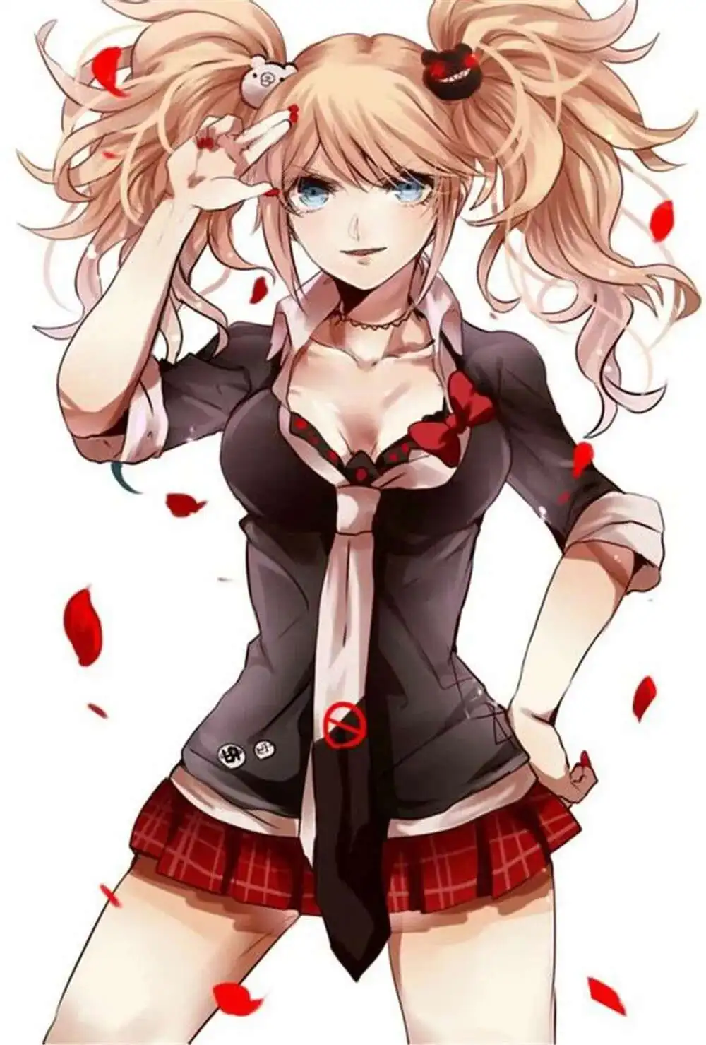 Pas cher 1 paire Dangan Ronpa Danganronpa pince à cheveux Junko Enoshima Mono Kuma Mono blanc noir ours Anime Cosplay chapeaux fille cadeau
