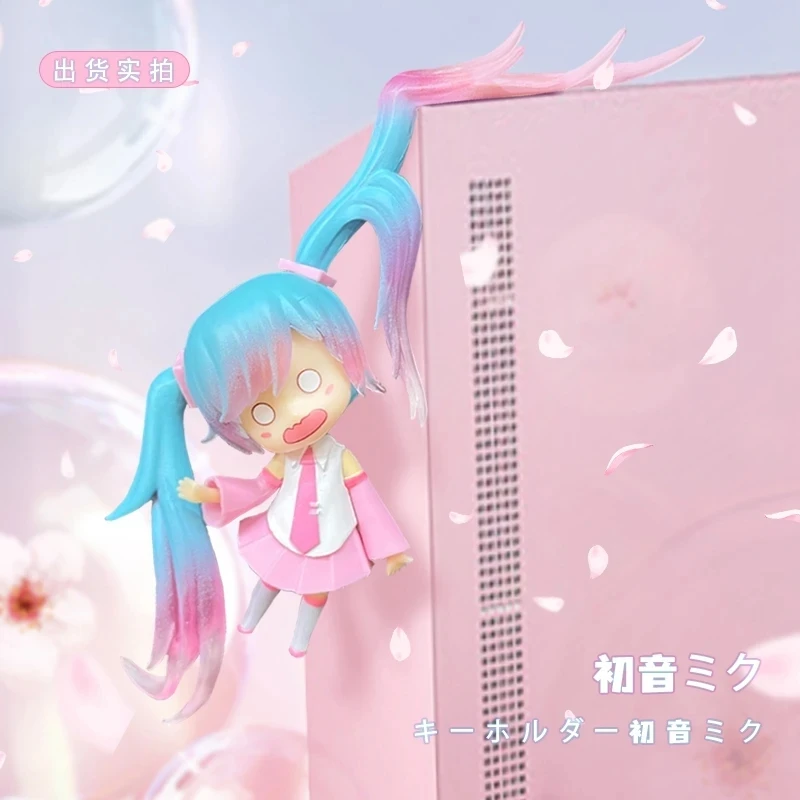 11CM Hatsune Miku Anime Figure Frightened Face Creative Decoration Pendant Cute Girl Model Pendant PVC Cartoon Model Toy Gift