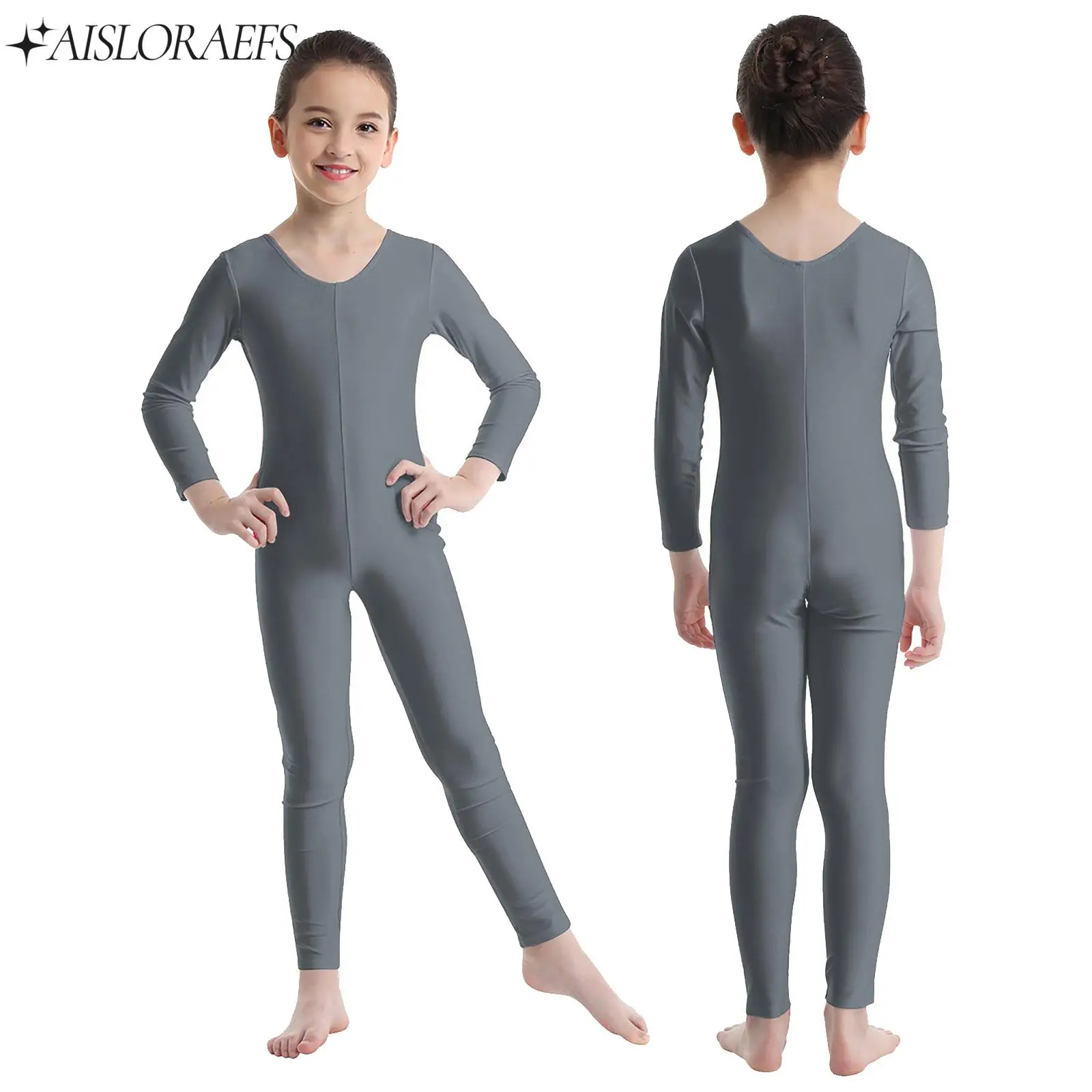 

Kids Girls Ballet Dance Figure Skating Costume Jumpsuit Long Sleeves Leotard Yoga Gymnastics Performance Fitness Workout Costume