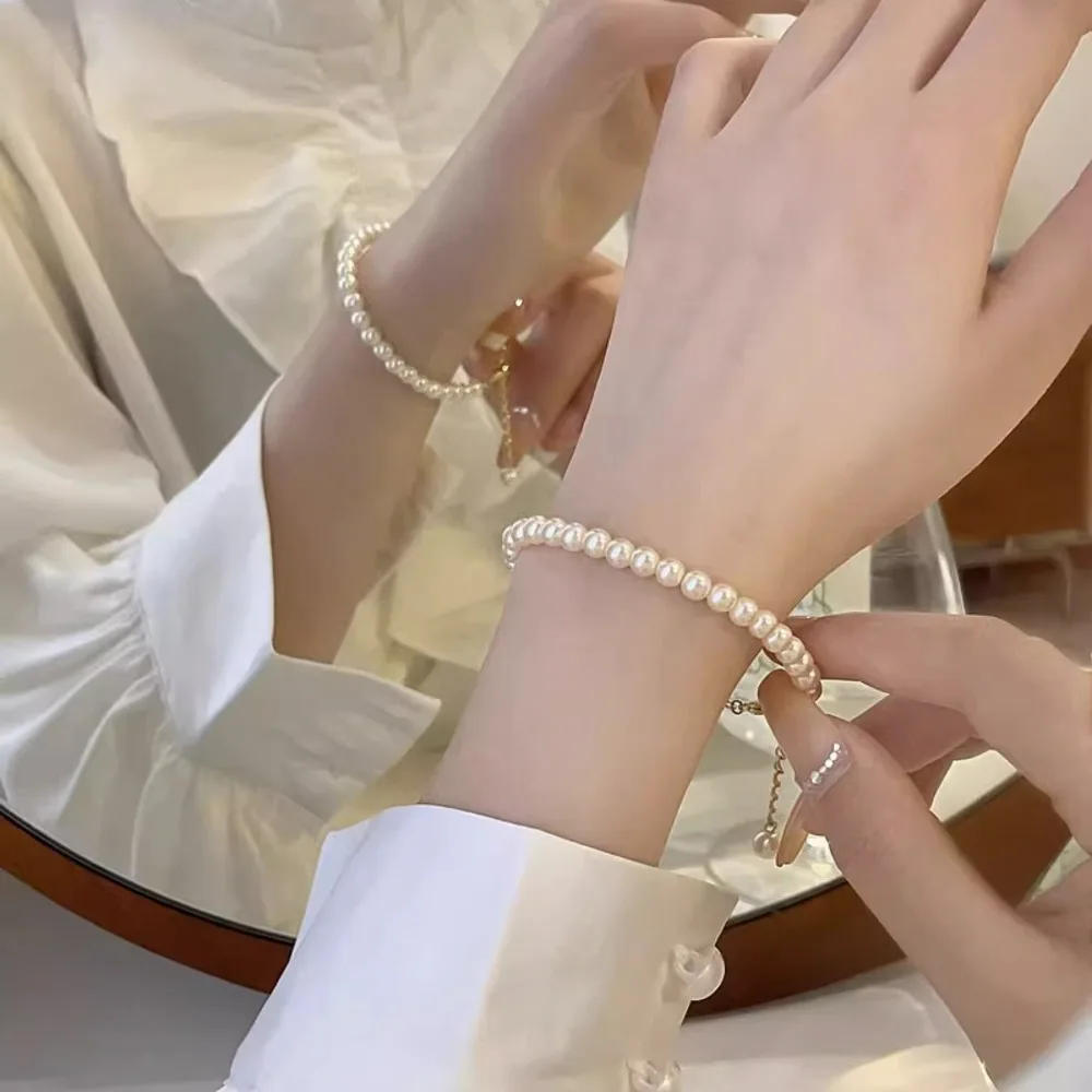 

Charm Elegant Glass Pearl Bracelet for Women Girl Gift Clothing Accessories Wedding Birthday Party Jewelry Wholesale