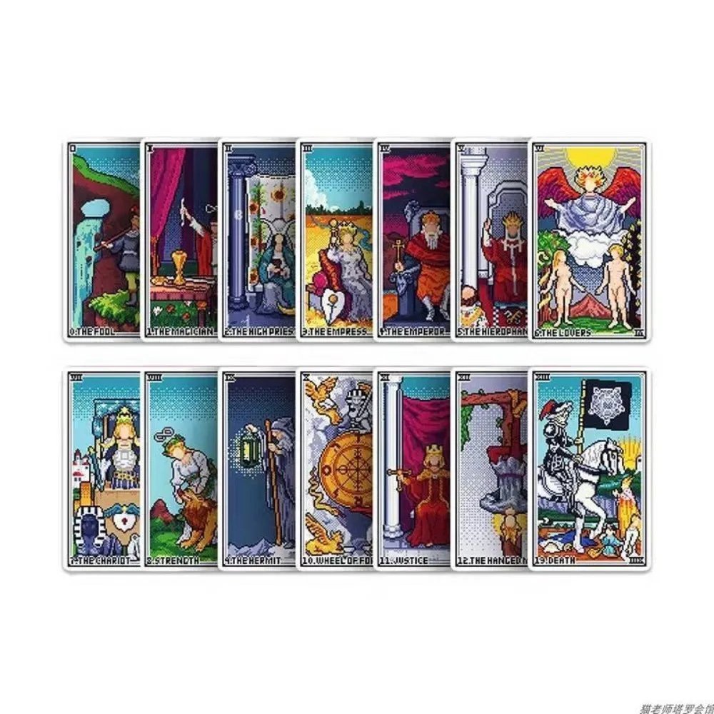 Jeu de 78 cartes Pixel Tarot en anglais, pour la famille, les amis, cadeau de vacances, festival, intéressant, jeux de société, fête, collection d'art