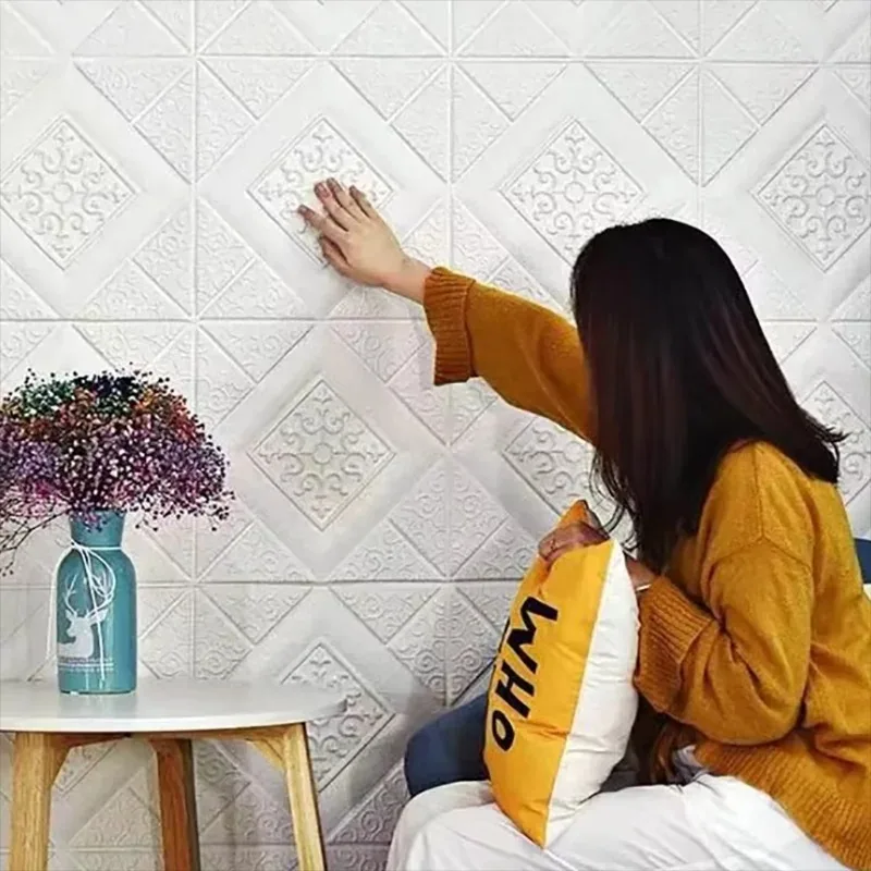 35x35cm Self Adhesive Brick Wallpaper Peel And Stick 3D Wall Panel Wall Sticker Kids Bedroom Indoor Home Wall Decor