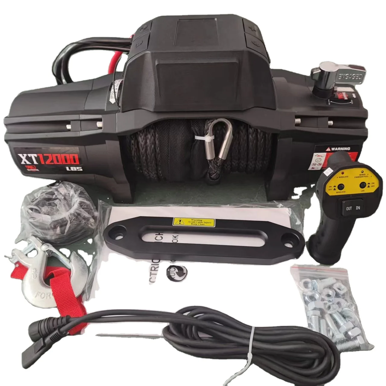 

Compact 12000lbs 12V Synthetic Rope 4x4 Off Road Jeep Truck SUV Electric Hoist Winch