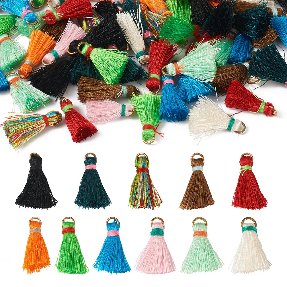 110Pcs Polyester Tassel Pendants Trim Fringe Tassel Sewing Curtains Accessories for DIY Earrings Keychain Charms Jewelry Making