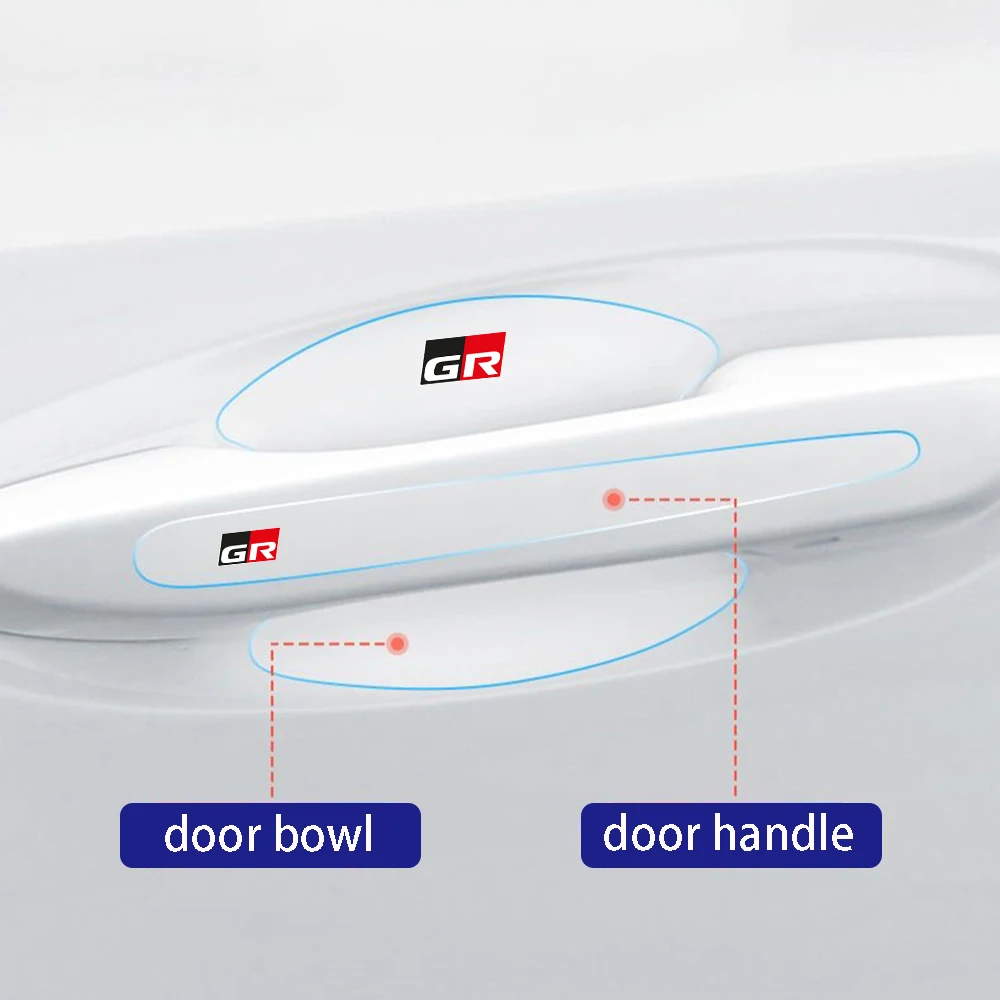 자동차 도어 볼 스크래치 방지 스티커, 도요타 GR GAZOO RACING Yaris 액세서리, 투명 도어 볼 핸들 보호 스티커, 8 개