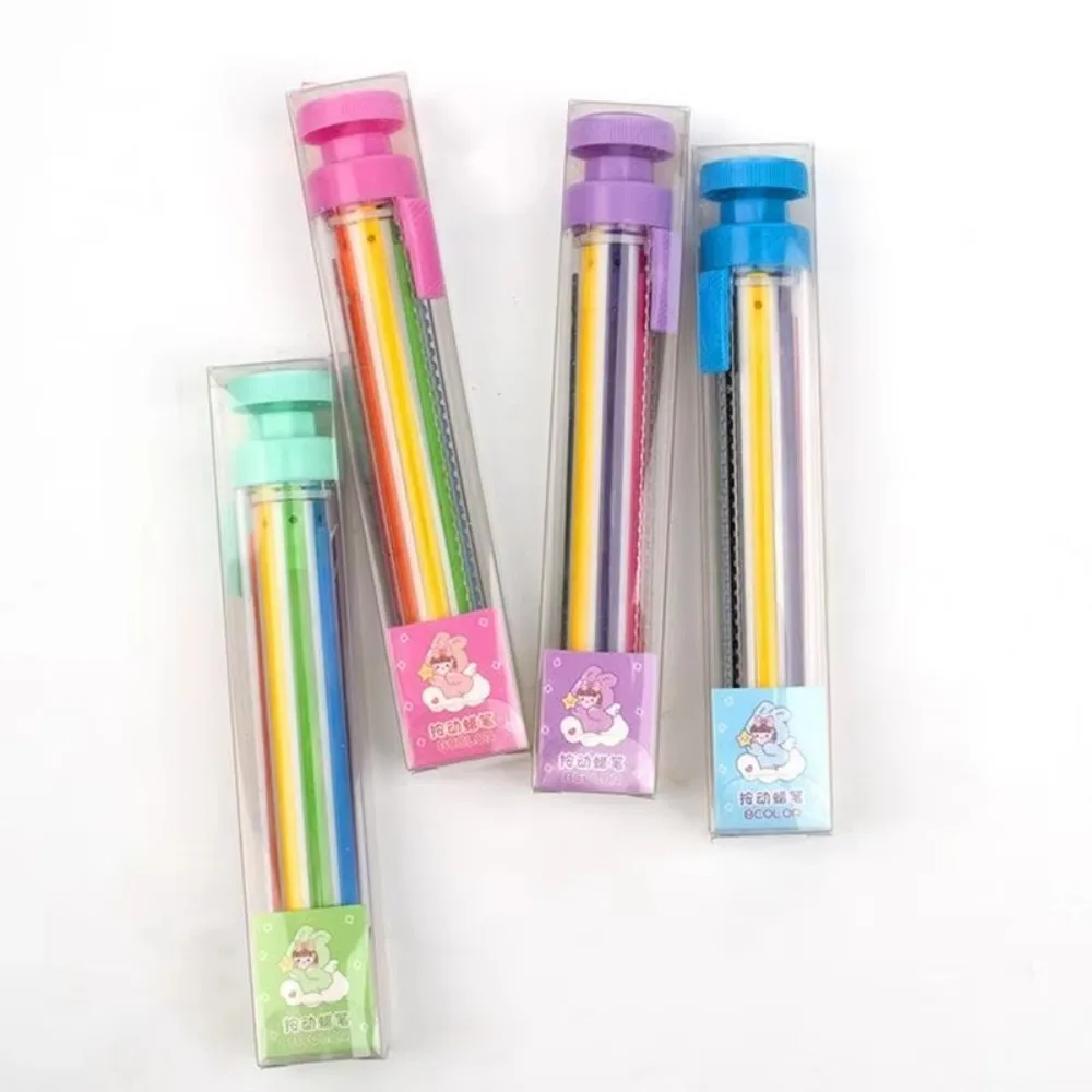 8 In 1 Multicolor Crayons Push Style Replaceable Oil Pastel Colored Pencil Durable Portable Kids Graffiti Painting Tools