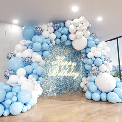 146pcs Blue white balloon arch set, different sizes balloon birthday,gender,wedding ball bridal shower anniversary decoration