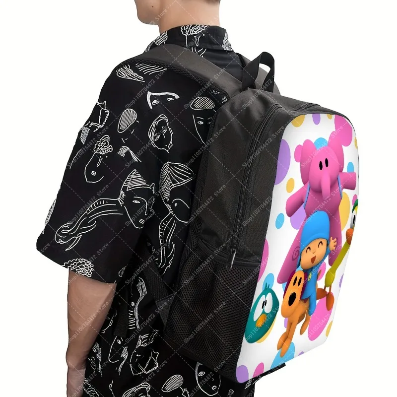 Student Anime Printed Backpack Pocoyoed Cartoon Cute Schoolbag Kawaii Stationery Storage Pouch Large Capacity Book Bag Gift 2026