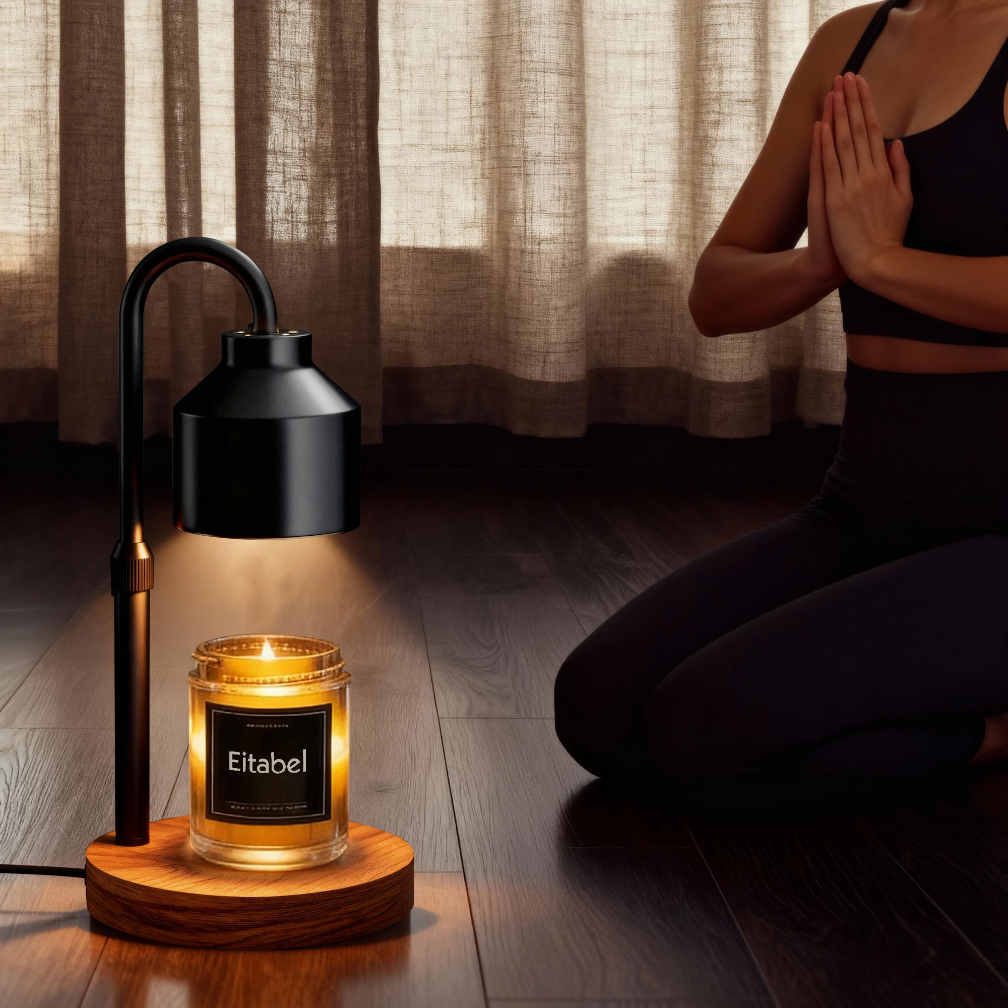 Atmospheric Wax Melting Lamp, Electric Candle Heater with Timer, Adjustable Height, Suitable for Jar Candles, Includes 2 Bulbs view 5