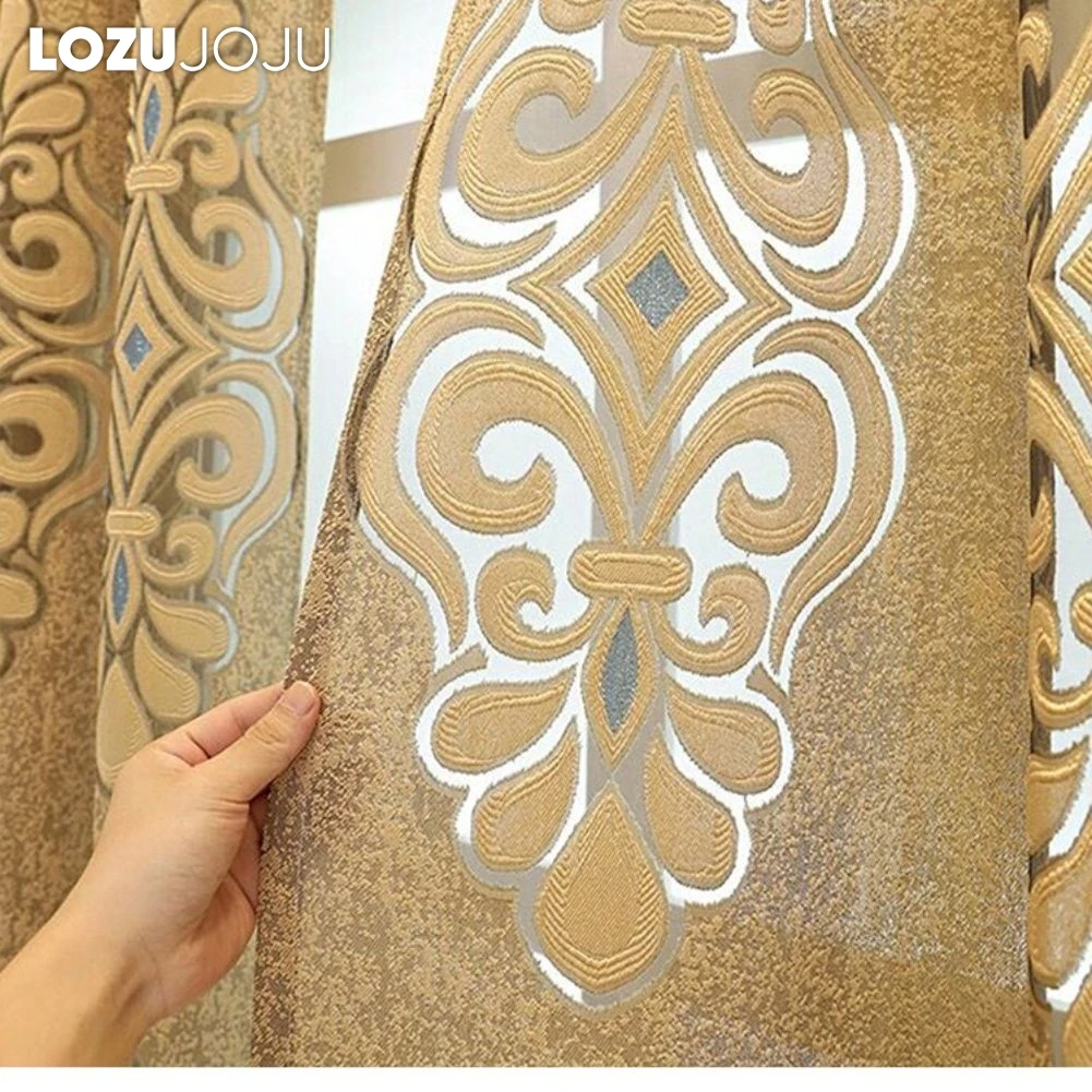 

LOZUJOJU Luxury European Tulle Curtains with Jacquard Lace Sheer Panels for Modern Home 1PC