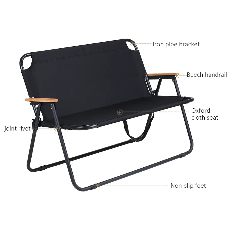 Outdoor Chair Double Living Leisure Seat  Backrest Chair Bench Natural Chair Room Camping Folding Chair