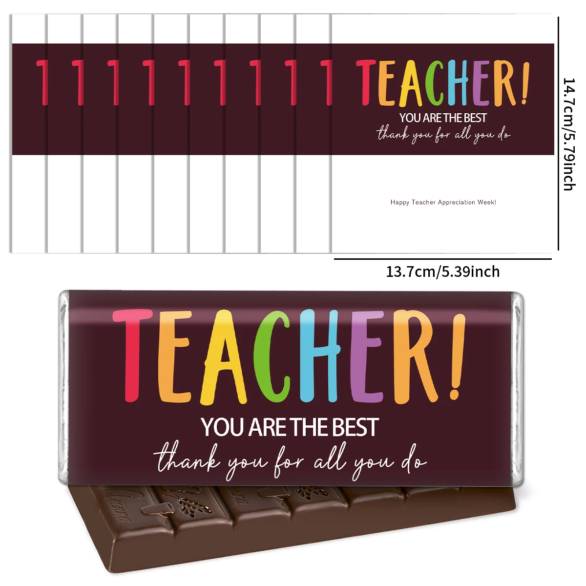 Etiquetas adhesivas para envoltorios de barras de caramelo, galletas de Chocolate para profesores, fin del término, decoración de regalos de regreso a la escuela, 10 Uds.
