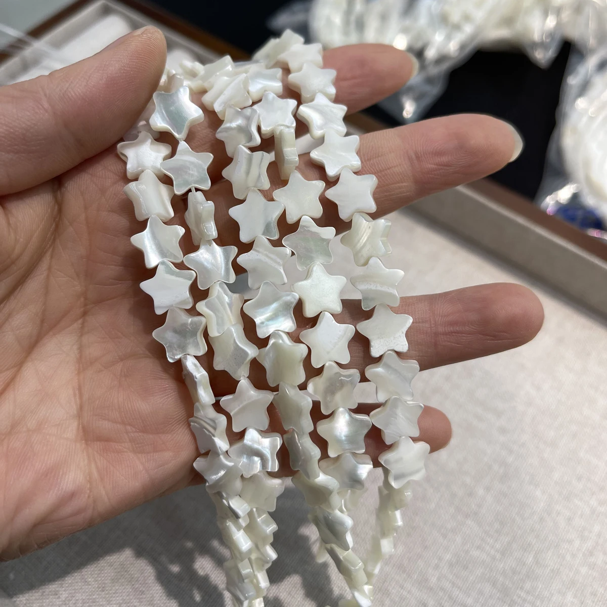 8 ミリメートル天然淡水シェルビーズホワイトスターシェルルースビーズジュエリー作成 DIY ネックレスブレスレットアクセサリーギフト 18 センチメートル 1