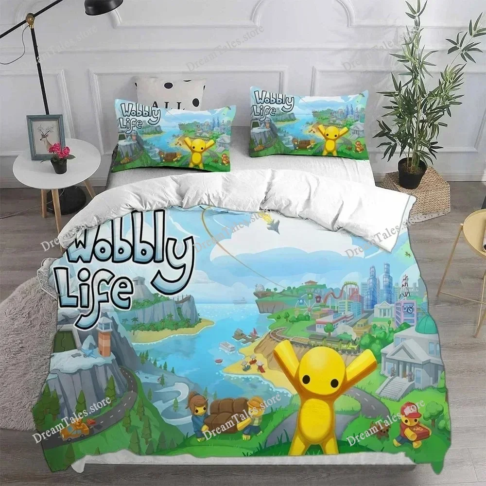 Exquisite 3D Wobbly Life Wallpaper Game Anime Print Bedding Set Duvet Cover Comforter Bed Youth Girls Boys Luxury Gift