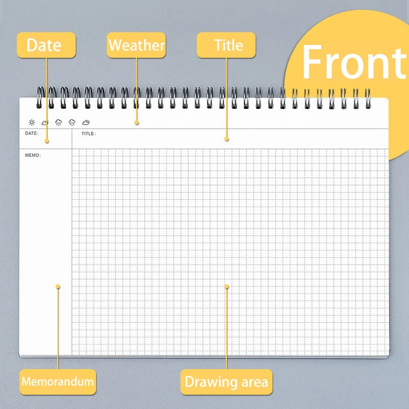 Grid Notebook Student Coil Book Daily Weekly Monthly Planner Mind Mapping A4/B5 Cornell School Office Supplies Ruled Stationery