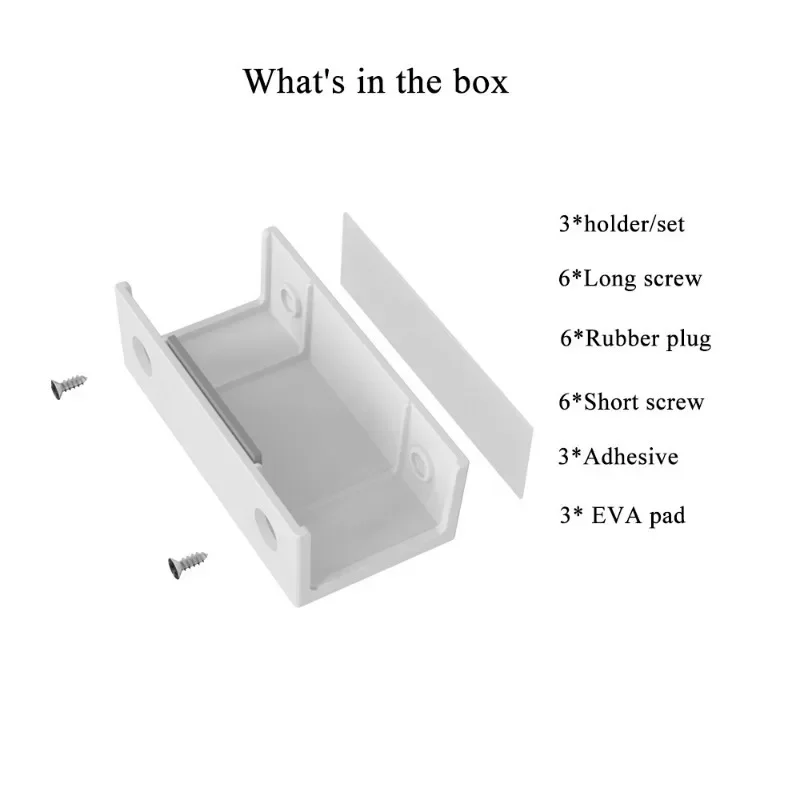 

3pcs/set Laptop Rack Under Desk Holder Shelf Rack Storage Bracket Protective Tray Bracket With Screws For Cable Box