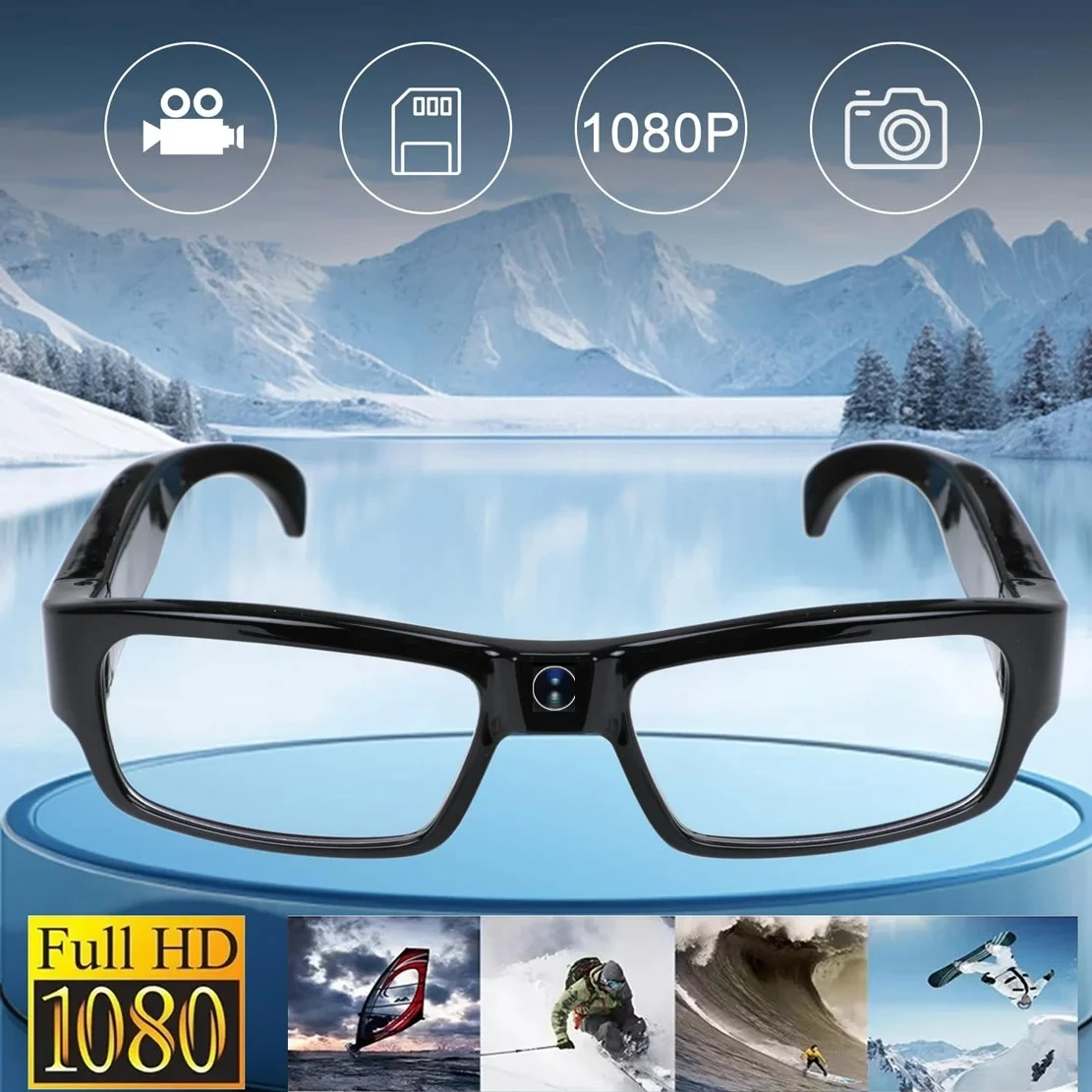 كاميرا صغيرة HD 1080P للتصوير HD مسجل فيديو نظارات كام لقيادة الدراجة ركوب النظارات الذكية مع كاميرا للخارجية