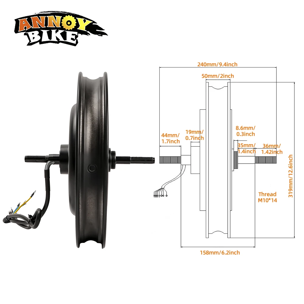 16 inch 60-120V 350-4000W Hub Motor High Speed Torque Brushless Electric Bicycle Motorcycle Motor Wheel High Torque